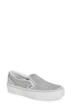 Vans Classic Slip-on Glitter Sneaker In Silver/true White