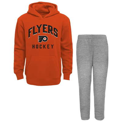Outerstuff Kids' Toddler Orange/heather Grey Philadelphia Flyers Play By Play Pullover Hoodie & Trousers Set