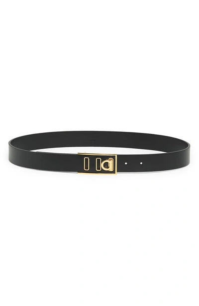 Ferragamo Women's Gancini Leather Belt In Nero