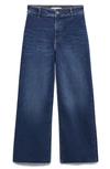 Mango Wide Leg High Waist Jeans In Dark Blue