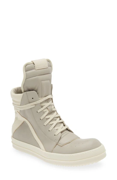 Rick Owens Geobasket High Top Trainer In Pearl,milk Milk