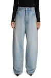 Balenciaga Baggy Straight Leg Jeans In Light Indigo/ Madder
