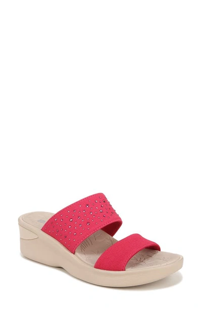 Bzees Sienna Crystal Embellished Slide Sandal In Magenta Pink Fabric