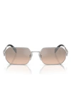 Prada 58mm Rectangular Sunglasses In Pale Gold Brown Mirror/ Silver