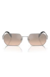 Prada Metal Rectangular Sunglasses In Pale Gold Brown Mirror/ Silver