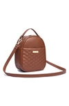 Luli Bebe Babies' Monaco Faux Leather Snack Bag In Caramel Brown