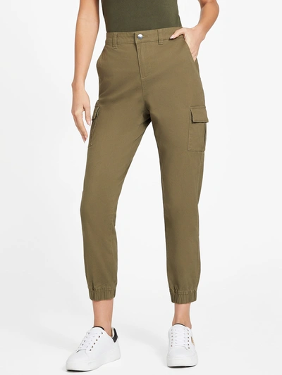Guess Factory Gillianne Faux-leather Cargo Joggers In Brown