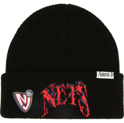 Mitchell & Ness Black New Jersey Nets Suga X Nba By  Capsule Collection Glitch Cuffed Knit Hat