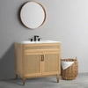 Jonathan Y Javer 35 In. W X 18 In. D X 33 In. H Rattan Modern Farmhouse 2-shelf Bath Vanity Cabinet