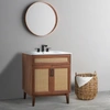 Jonathan Y Javer 29 In. W X 18 In. D X 33 In. H Rattan Modern Farmhouse 2-shelf Bath Vanity Cabinet