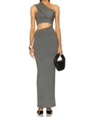 RONNY KOBO ZOE KNIT ASYMETRICAL DRESS WITH CUTOUT IN GRAY