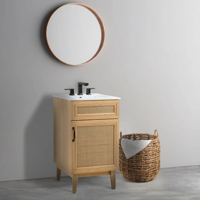 Jonathan Y Javer 19 In. W X 18 In. D X 33 In. H Rattan Modern Farmhouse 2-shelf Bath Vanity Cabinet