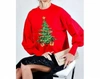 VINE & LOVE SEQUIN CHRISTMAS TREE SWEATER IN RED