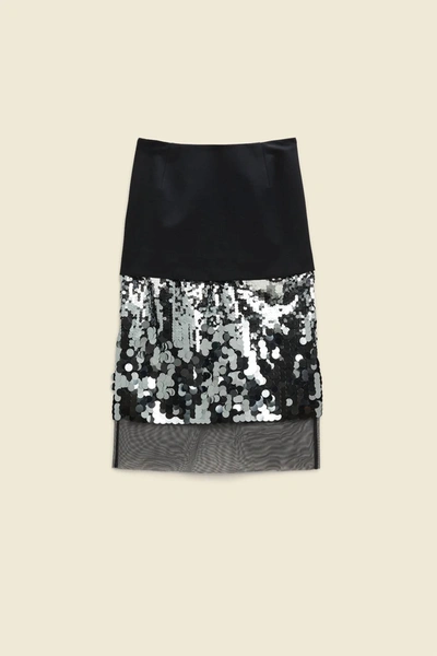 Dorothee Schumacher Punto Milano Skirt With Sequins And Tulle In Multi