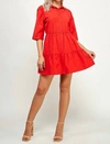 Ellison Button Up Dress In Red In Red