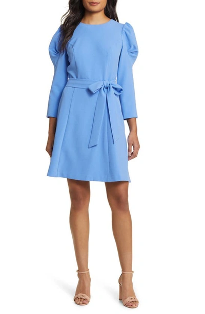 Eliza J Tie Belt A-line Dress In Periwinkle