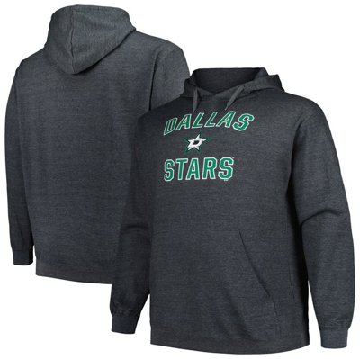 Profile Men's  Heather Charcoal Dallas Stars Big And Tall Arch Over Logo Pullover Hoodie