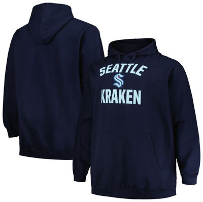 Profile Men's  Deep Sea Blue Seattle Kraken Big And Tall Arch Over Logo Pullover Hoodie