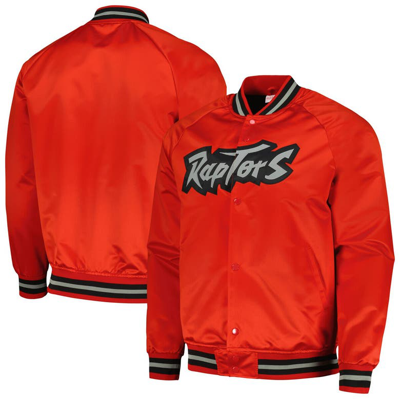 Mitchell & Ness Red Toronto Raptors Hardwood Classics  Throwback Wordmark Raglan Full-snap Jacket