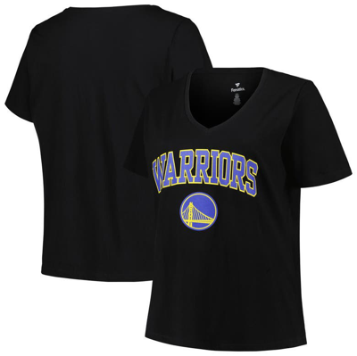 Profile Black Golden State Warriors Plus Size Arch Over Logo V-neck T-shirt
