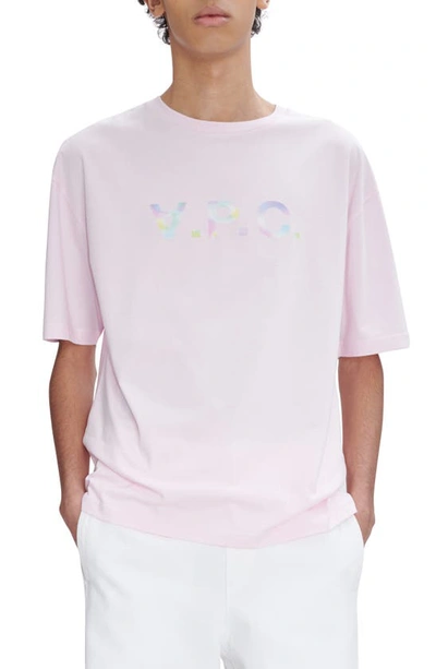 Apc A.p.c. River Flocked Logo T-shirt In Pink