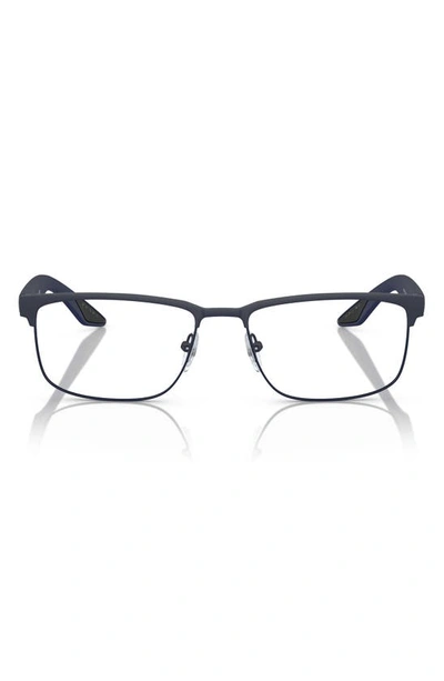 Prada 56mm Rectangular Optical Glasses In Blue Rubber