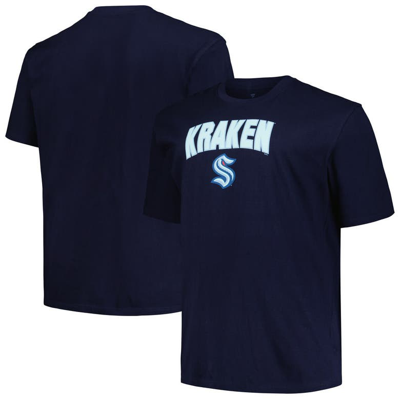 Profile Men's  Navy Seattle Kraken Big And Tall Arch Over Logo T-shirt
