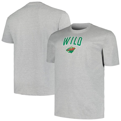 Profile Men's  Heather Grey Minnesota Wild Big And Tall Arch Over Logo T-shirt
