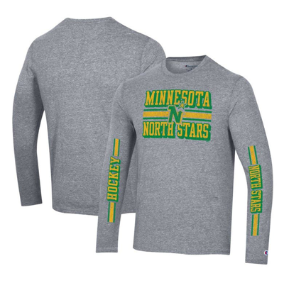 Champion Heather Grey Minnesota North Stars Tri-blend Dual-stripe Long Sleeve T-shirt