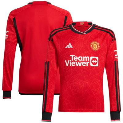 Adidas Originals Adidas  Red Manchester United 2023/24 Home Replica Long Sleeve Jersey
