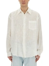 Our Legacy White Silk Classic Shirt With Curved Hem In White
