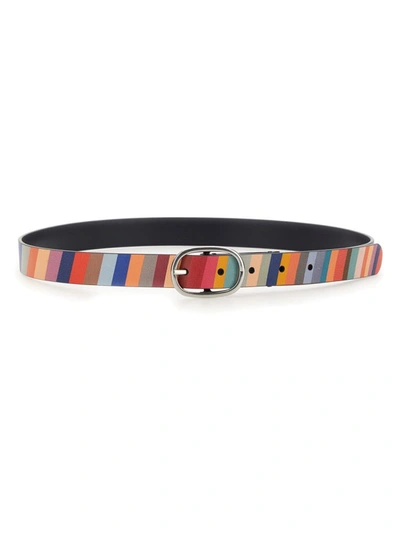 Paul Smith Leather Belt In Multicolour