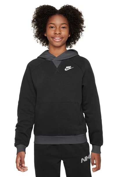 Nike Kids' Amplify Club Pullover Hoodie In Black/ Smoke Grey/ White