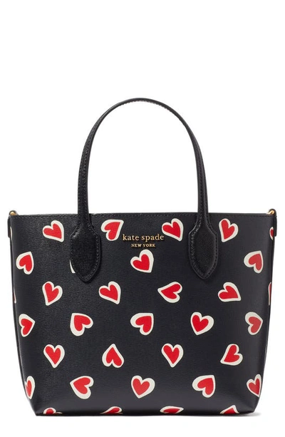 Kate Spade Bleecker Medium Stencil Hearts-print Tote Bag In Black Multi