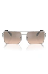 Prada 56mm Rectangular Sunglasses In Silver