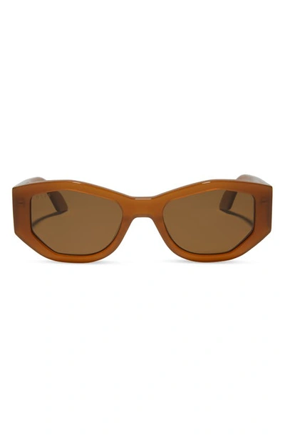 Diff Zoe 52mm Polarized Oval Sunglasses In Brown