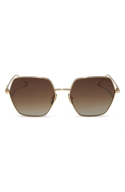 Diff Harlowe 55mm Gradient Polarized Square Sunglasses In Brown Gradient