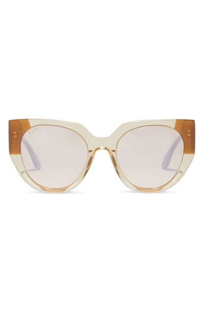 Diff Ivy 52mm Round Sunglasses In Honey Crystal Flash