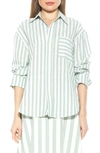 ALEXIA ADMOR TAMMI OVERSIZE STRIPE BOYFRIEND BUTTON-UP SHIRT