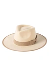 Modern Monarchie Beige Wool Felted Fedora In Beige