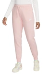 Nike Plus Size Active Sportswear Club Mid-rise Fleece Jogger Pants In Medium Soft Pink/white