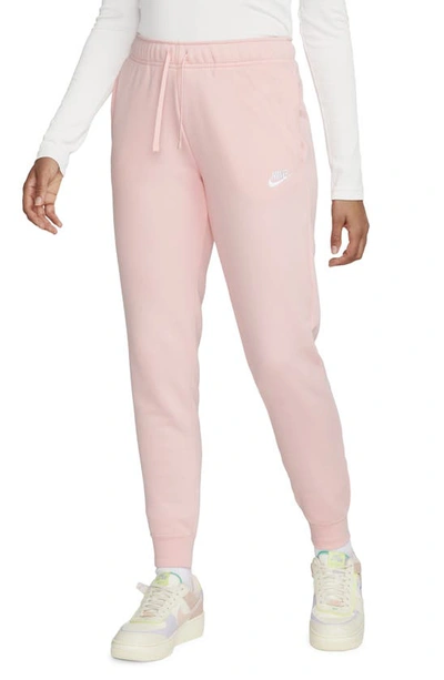 Nike Plus Size Active Sportswear Club Mid-rise Fleece Jogger Pants In Medium Soft Pink/white