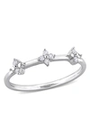 Delmar Floral Diamond Promise Ring In Silver