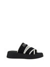Chloé Mila Crossover-strap Slides In White Black 1