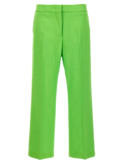 Msgm Flared Trousers With Pockets And Pleats In Green