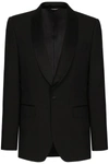 Dolce & Gabbana Single-breasted Stretch Wool Sicilia-fit Tuxedo Jacket In Black