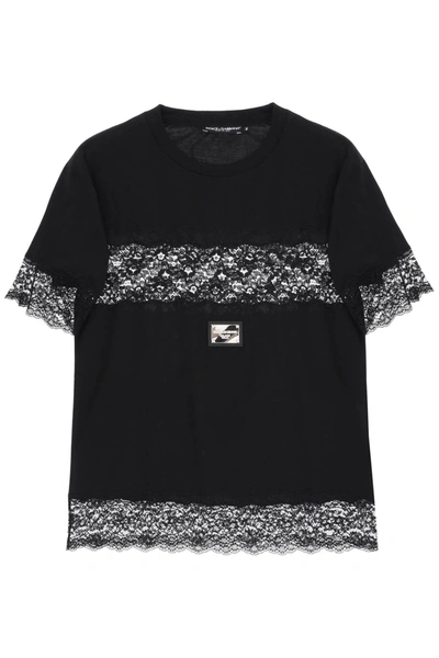 DOLCE & GABBANA T SHIRT WITH LACE INSERTS