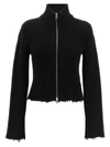 Mm6 Maison Margiela Ribbed Cotton Zip-up Cardigan In Black