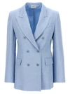 P.a.r.o.s.h Raisa Linen Blend Double-breasted Blazer In Light Blue