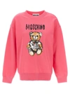 Moschino Crew Neck Teddy Bear Sweater With Graphic Print In Fuchsia